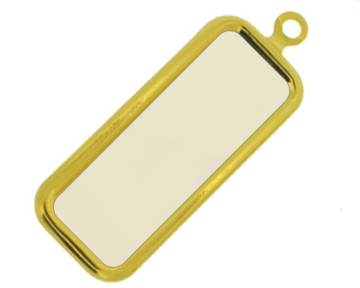 Pingente caixa retângulo dourado 27x16 mm - Osso FB019